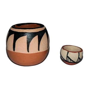 Vtg Native American Mini Pottery x2 Kewa & Jemez Pueblo Signed Lovato & Chinana - Picture 1 of 22