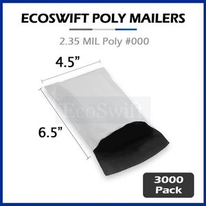 3000 -6.25 x 4.5 EcoSwift Poly Mailers Shipping Envelopes Self Seal Bags 2.35MIL - Picture 1 of 5