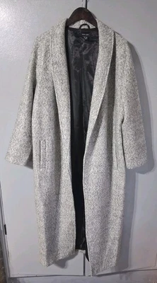  New Look marled grey Size  12 Full Length Wool Blend Open Coat Grey Unworn - Image 1 of 4