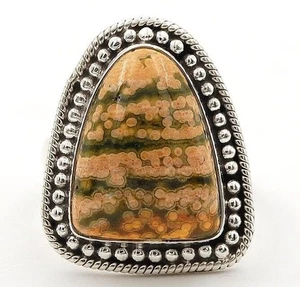 Anello in argento sterling massiccio 925 diaspro oceano naturale gioiello misura 7 @19-4 - Foto 1 di 2