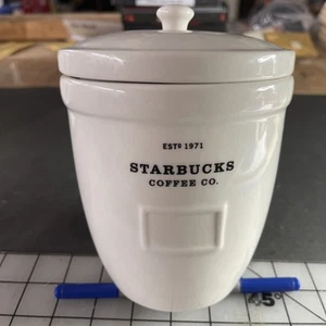 VTG 2003 Starbucks Abbey Barista Coffee Canister Cookie Jar White Ceramic - Picture 1 of 5