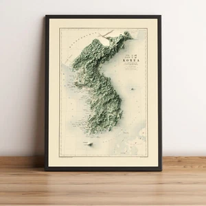 Nord- und Südkorea Karte, Nord- und Südkorea 2D Reliefkarte - 2D flach - Bild 1 von 8