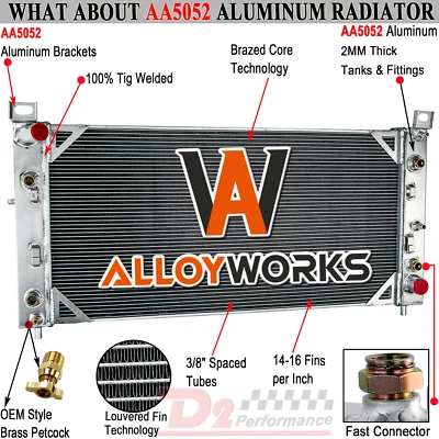 4-Row Aluminum Radiator For 2001-02 Chevy Silverado GMC Sierra 2500 HD 3500 8.1L - Image 1 of 4