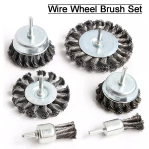 Twist Knot Wire Wheel Brush Set Steel Rotary Brush For Angle Grinder 1/4" Shank - Foto 1 di 13