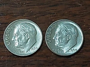 1964 P& D ROOSEVELT DIME UNCIRCULATED "B" - Picture 1 of 12