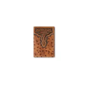 Billetera triple Ariat avestruz floral en relieve ventana de identificación A3553202 - Imagen 1 de 1