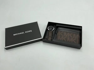 MICHAEL KORS JET SET GESCHENKKARTENETUI GELDBÖRSE SCHLÜSSELANHÄNGER SET BRAUN SCHWARZ NEU - Bild 1 von 3