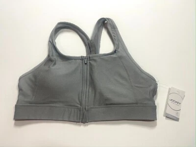 Jockey Sports Racerback Wireless Bra Stretched Jersey Front Zipper Closure Large - Image 1 of 3