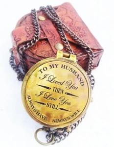 Personalized Brass Compass, '' to My Husband '' I Love You | | Gift Compass - Picture 1 of 5