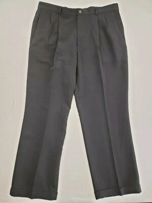 Pantalones de vestir Claiborne para hombre 40/30 negros de pana con puños bolsillos cremallera poliéster Foto 1 de 4