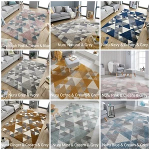 ALFOMBRA Y CORREDOR DAKARI NURU GEOMÉTRICA TONOS PASTEL GRUESA SUAVE PEQUEÑA GRANDE PELUDA  - Imagen 1 de 16