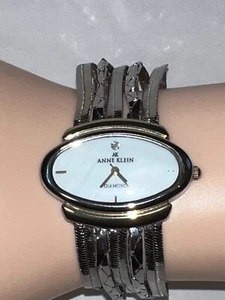 Ladies AK Anne Klein Diamond Elegant Sliver Tone Mop Dail Analog Watch - Picture 1 of 10