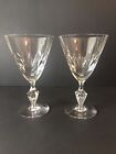 Vintage Tiffin Crystal Wine Glass with Teardrop Bubble Stem/ Set Of Two