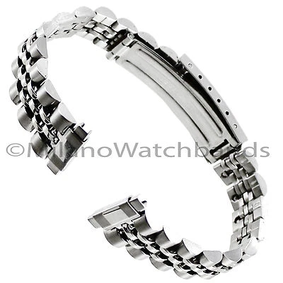 Ajuste de acero inoxidable marca nombre 10-14 mm. Correa de reloj para damas con cierre plegable de extremo recto Foto 1 de 4