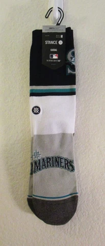 NWT Stance Seattle Mariners SEA Color Casual Crew Socks M White/Navy/Teal Cover