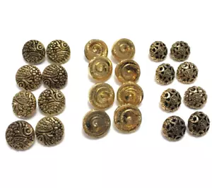 24 shank craft buttons 3 sets of 8 each gold - swirl, floral, flower - Picture 1 of 14