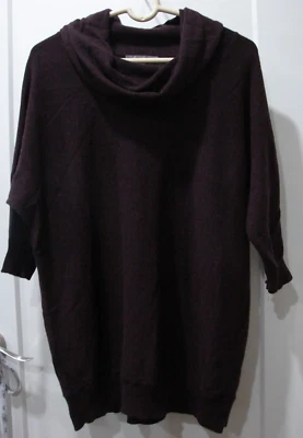 Neiman Marcus 100% Cashmere Cowlneck Sweater Elbow Sleeve Burgundy SZ M - Image 1 of 4