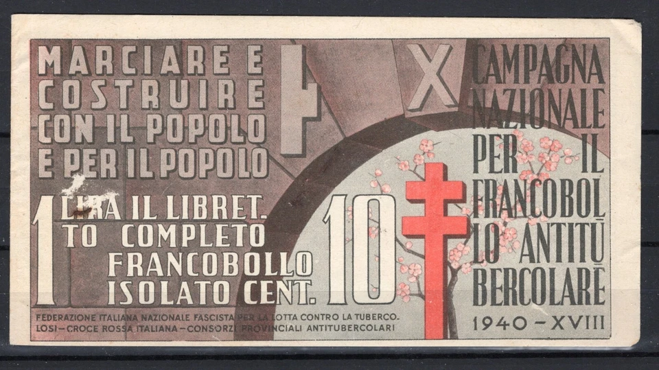 X CAMPAGNA NAZIONALE PER IL  FRANCOBOLLO ANTITUBERCOLARE LIBRETTO 10 VALORI - Immagine 1 di 2