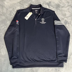 NWT Adidas UEFA Champions League Soccer Navy Blue 1/4 Zip Pullover Mens Large - Picture 1 of 9