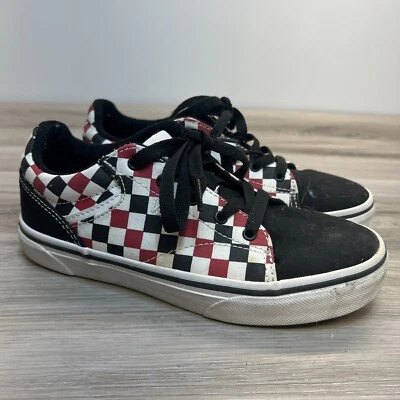 VANS BOYS SELDAN CHECKERED BLACK RED LACE UP SHOES 500714 YOUTH SIZE 4 EU 34 - Image 1 of 4