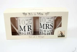 Mr Right Mrs Always Right 10. Jubiläum Tassen Set von Amore verpackt - Bild 1 von 2