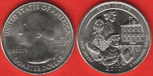 USA Quarter (1/4 dollar) 2017 D mint "Ellis Island in New Jersey" UNC - Picture 1 of 1