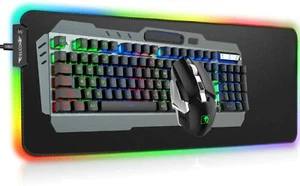 Wireless Backlit Keyboard and Mouse Combo Rechargeable Metal Panel Waterproof US - Picture 1 of 18