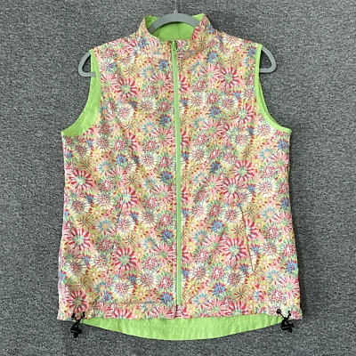 Peter Millar Women's Size Medium E4 Wind Floral Full Zip Polyester Golf Vest - Image 1 of 4