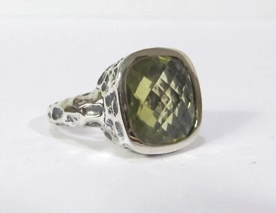 Anillo Judy Crowell JOYA Checkerboard Ouro Verde-Dorado Textura Martillada Talla 9 Foto 1 de 4