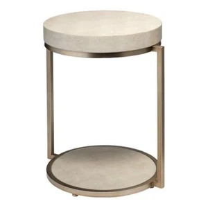 Eden Home Round Transitional Metal Side Table in Ivory/Champagne - Picture 1 of 6