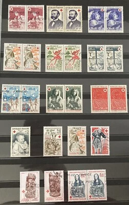 Lot anciens timbres Croix Rouge oblitérés ou sans gomme - Photo 1/2
