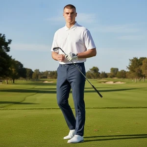 Nike Golf Men's Pants Plaid Blue 36x32 Dri-Fit Flat Front Golf Performance - Picture 1 of 12