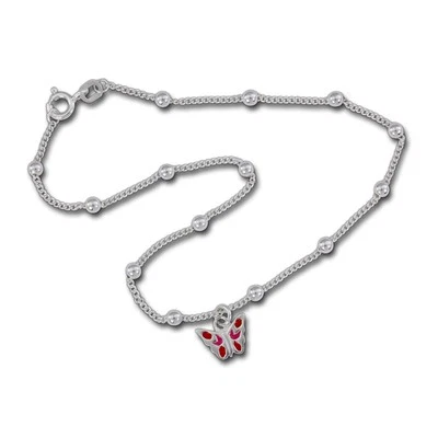 Silberdream Cavigliera Rosso per Donna Gioielli Argento Farfalla 25cm SDF016R - Immagine 1 di 4