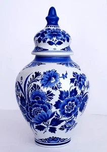 ROYAL DELFT PORCELEYNE FLES - GINGER JAR LIDDED VASE - THE ORIGINAL BLUE - Picture 1 of 7