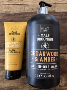 2x Scottish Fine Soaps Cedarwood & Amber All In One Wash & Facial Moisturiser - Picture 1 of 5