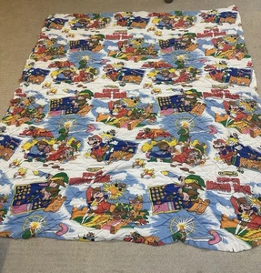 Manta Nintendo Super Mario Bros/Zelda 1988 vintage 78x86 - Imagen 1 de 17
