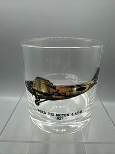 Antiguo avión de colección bola baja whisky rocas vidrio Ford Tri motor 4-AT-B 3,5" - Imagen 1 de 6
