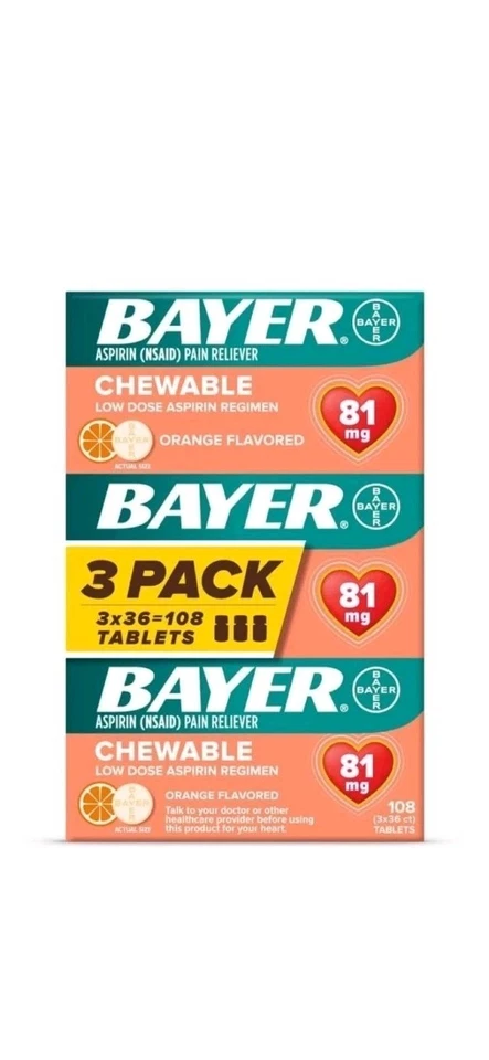 Bayer Aspirin Regimen 81mg Chewable Tablets *03/2026* #1 Doctor Recommended - Image 1 of 1