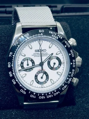 NUEVO Reloj Cronógrafo Seiko VK63 Personalizado MOD Panda Daytona Meca-Cuarzo Foto 1 de 4
