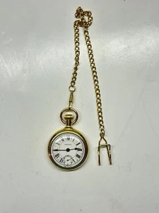 Reloj Bolsillo Westclox The Conductor Railroad 50mm Mecánico Tono Dorado De Colección - Imagen 1 de 11