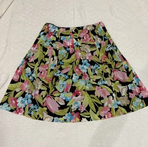 Vintage Talbots Gr. 8 Blumenmuster 100 % Baumwolle gefüttert Faltenrock rosa grün blau Seitenreißverschluss - Bild 1 von 7