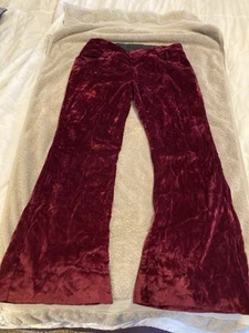 Vintage 60s/70s Happy Legs burgundy velvet hip hugger Bell Bottoms pants Size S - Picture 1 of 11