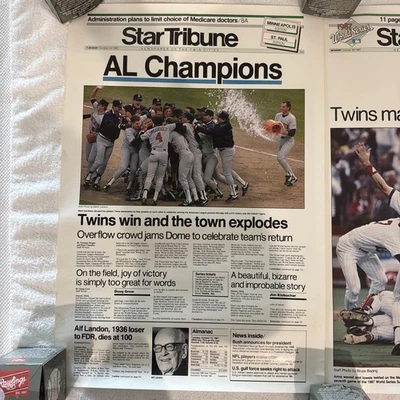 Set of 1987 Minnesota Twins Tribune Posters World Series Champions MLB Baseball - Image 1 of 3