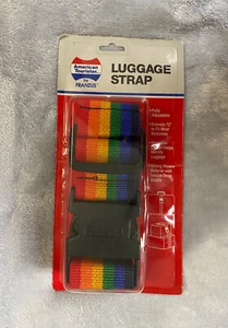 Vintage LGBTQ Luggage Strap Rainbow American Tourister Pride Rare Suitcase Strap - Picture 1 of 3