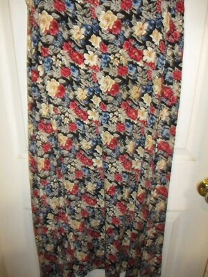 Falda Midi Vintage Paul Harris Rayón Negra con Floral Años 80 Talla M Cottagecore Foto 1 de 4