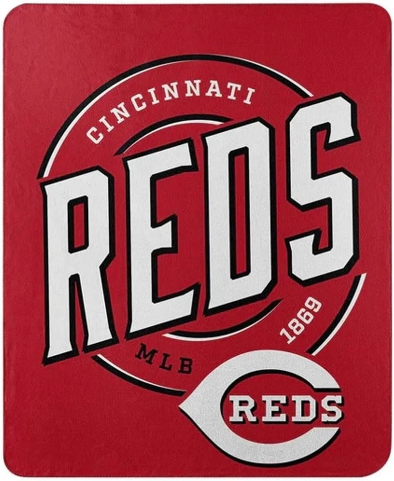 MLB Cincinnati Reds Rolled Fleece Blanket 50" by 60" Style Called Campaign - Image 1 of 1