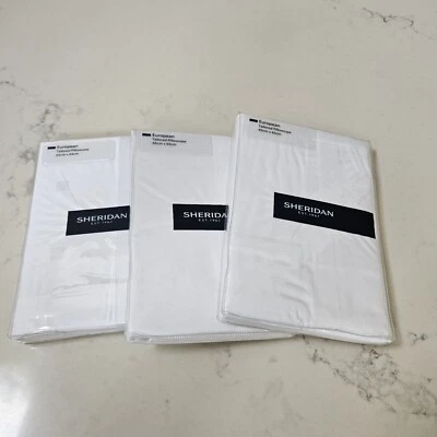 3 x New Sheridan Tailored White Palladium Snow European Pillow Cases RRP $99.50 - Image 1 of 3