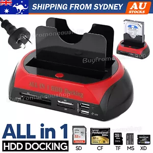 HDD Docking Station Dual 2.5" 3.5" SATA IDE USB Hard Drive Dock OTB Card Reader - Picture 1 of 11