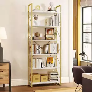 4-6 Tier Wood Bookshelf - Storage Display Rack for Living Room, Home Office - Picture 1 of 83