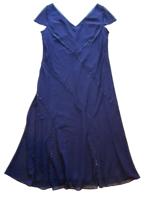 Nuevo con etiquetas Maxi Vestido Evan Picone Púrpura Con Cuentas Cuello en V Manga Larga Formal 16 Foto 1 de 4